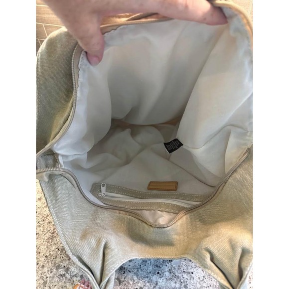 Tommy Bahama Khaki Solid Shoulder‎ Bag/Purse/Tote with Rope/Leather Handles - Picture 4 of 10